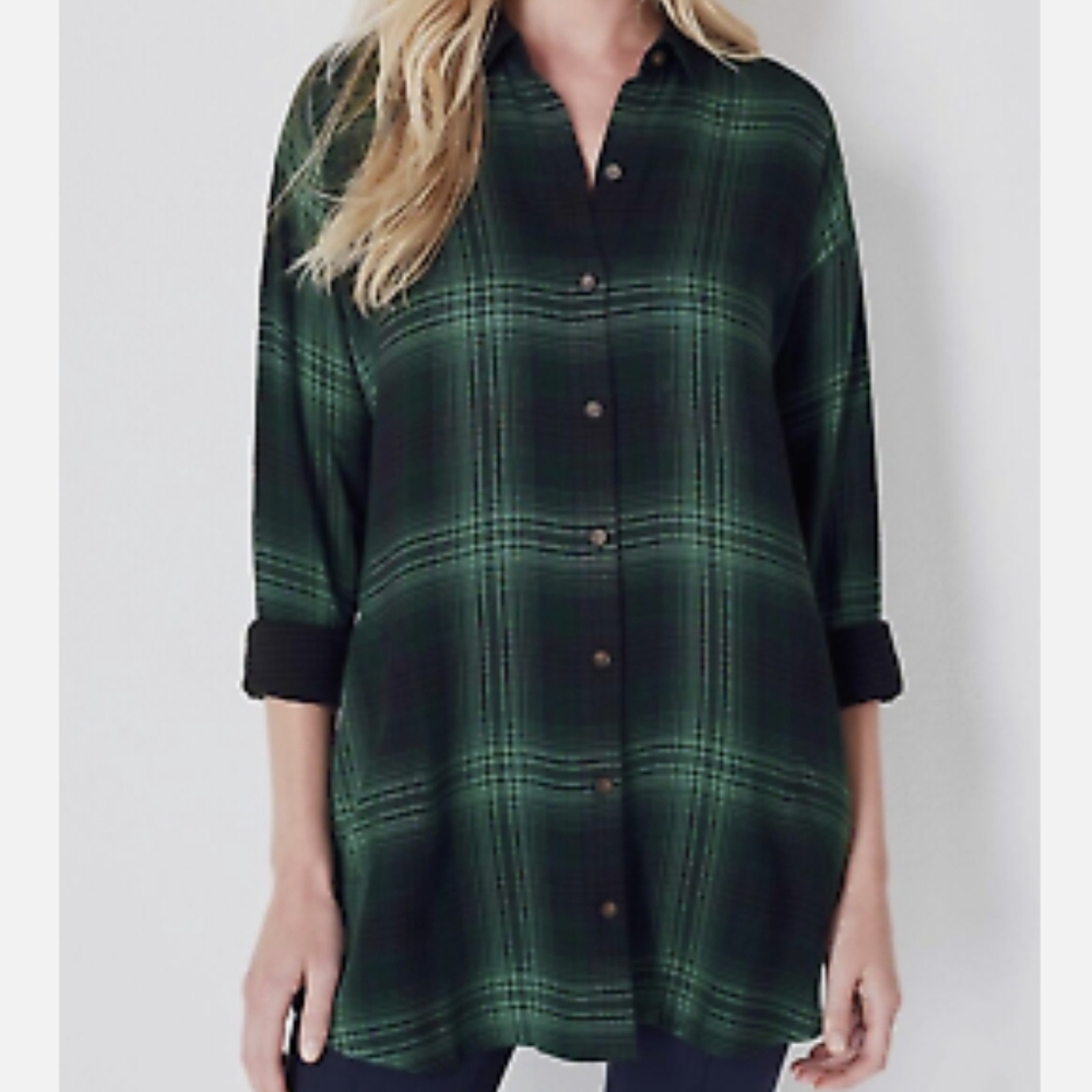 J. Jill Green Plaid Button-Down Shirt